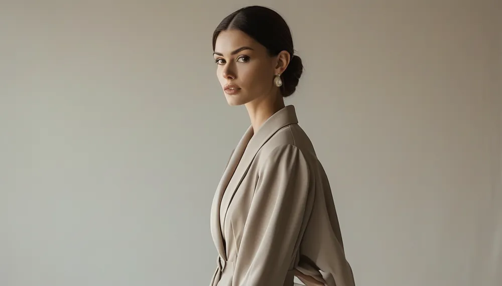 Woman in an elevated timeless neutral outfit