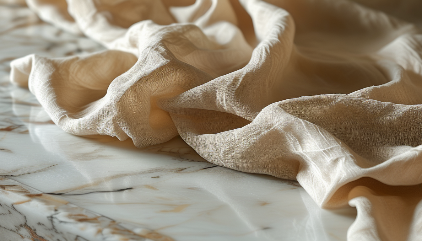 Silk and linen fabric side by side