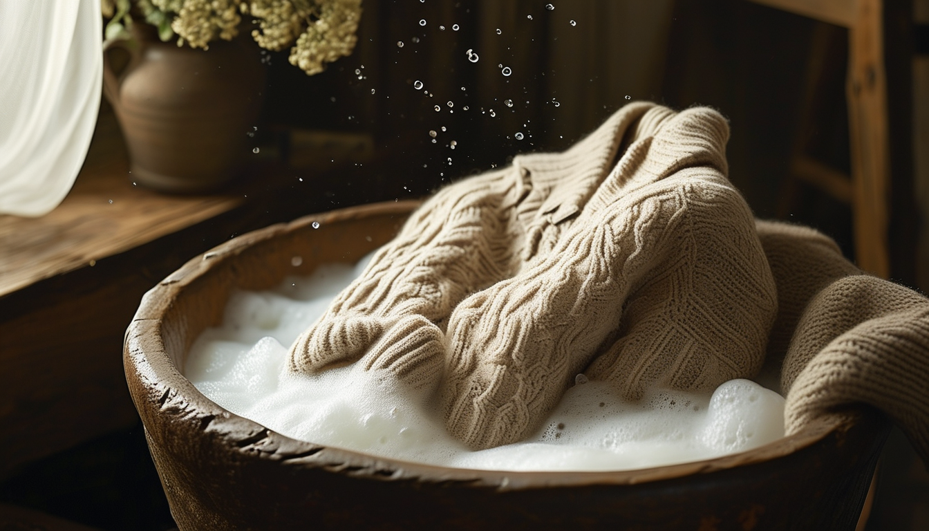 Gently hand-washing a cashmere sweater
